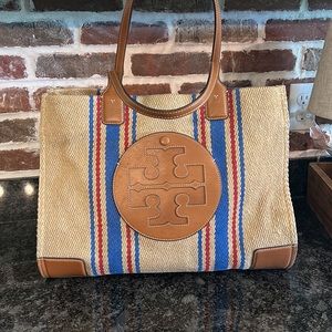 Tory Burch Ella Linen Stripe Tote